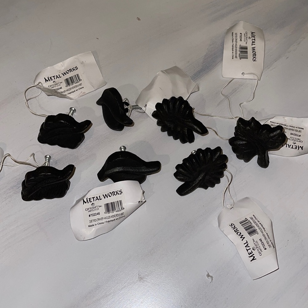 Metal works leaves black cast iron drawer handles